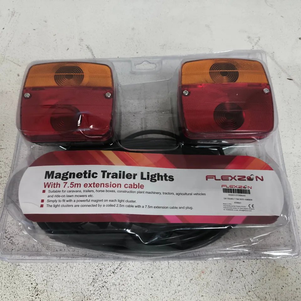 FLEXON MAGNETIC TRAILER LIGHTS WITH 7.5M EXTENSION CABLE – TWIN LIGHTS