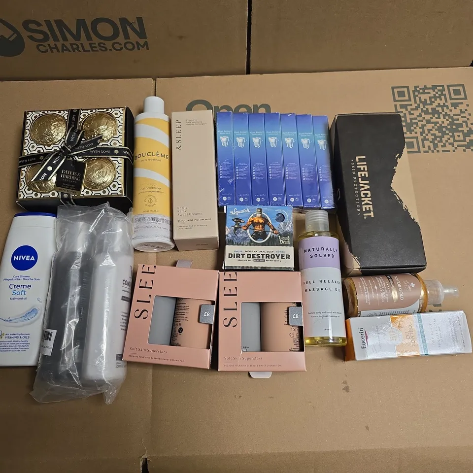 LOT OF APPROXIMATELY 25 ASSORTED HEALTH AND BEAUTY ITEMS TO INCLUDE SLEEP DUOS, GUM REPAIR GELS AND BATLISS & HARDING BATH BOMBS