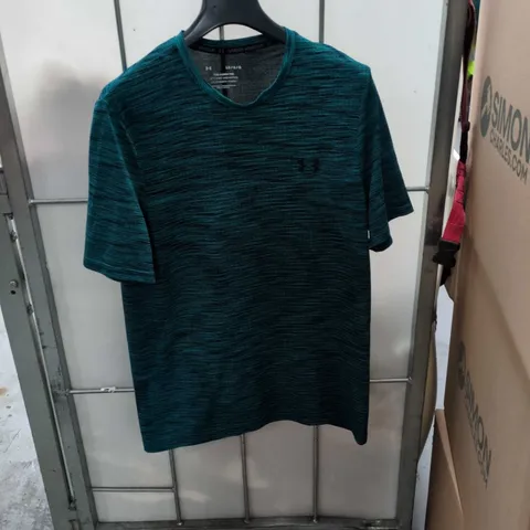 UNDER ARMOUR T-SHIRT – TEAL MARL, SHORT SLEEVE UK L