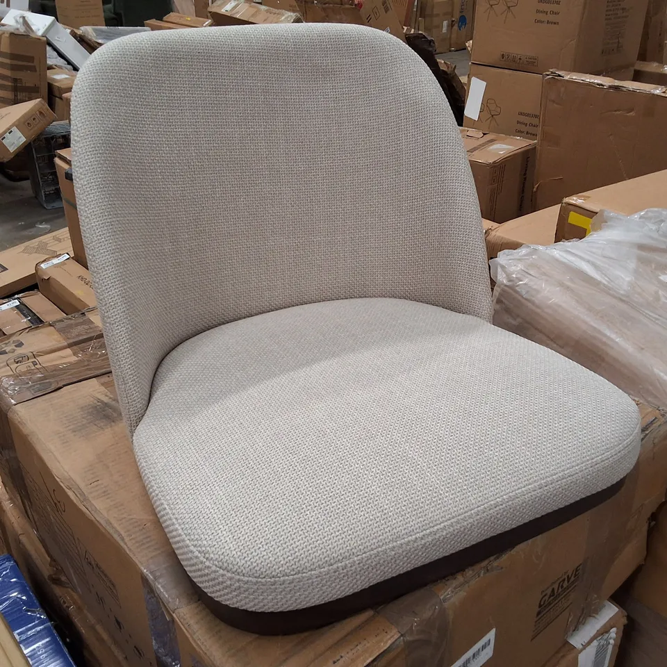 BOXED SET OF 2 DINING CHAIRS - WHITE LINEN/DARK WOOD
