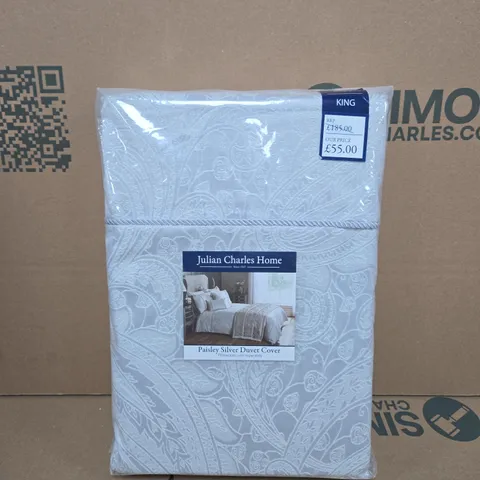 BAGGED JULIAN CHARLES HOME PAISLEY SILVER DUVET COVER 