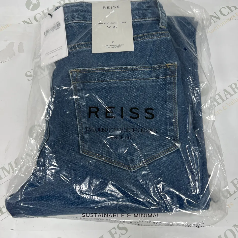 REISS MID RISE SLIM CROP JEANS IN BLUE SIZE 27