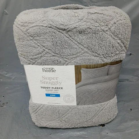 SUPER SNUGGLY TEDDY FLEECE DUVET SET IN GREY SIZE KING