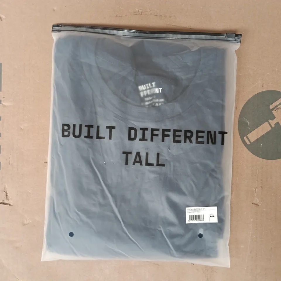 BAGGED BUILT DIFFERENT TALL CREW NECK T-SHIRT IN DEEP BLUE SIZE 2XL