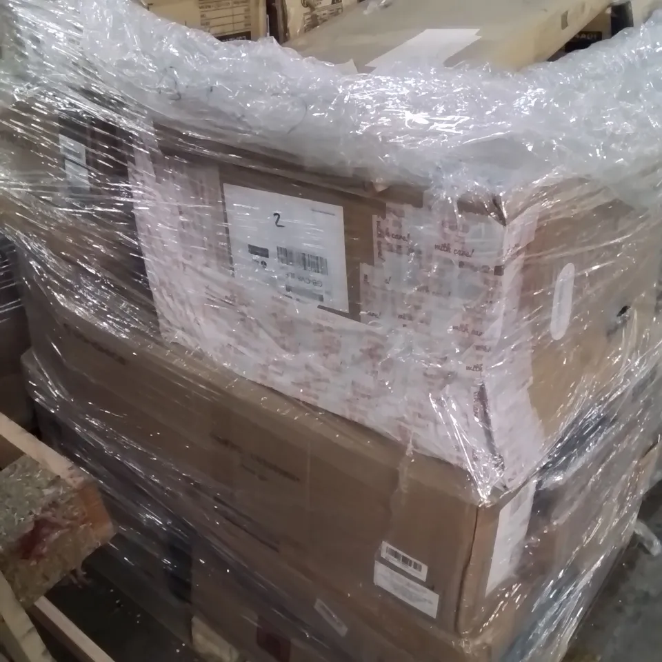 PALLET CONTAINING VARIOUS ASSORTED BOXED ITEMS TO INCLUDE: METAL SHELVING UNIT, HALL TREE, PEDAL BIN, BOXED FURNITURE ETC.