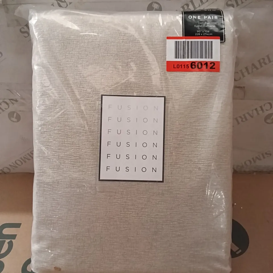 BAGGED STRATA NATURAL EYELET CURTAINS, 90X108CM - BEIGE 