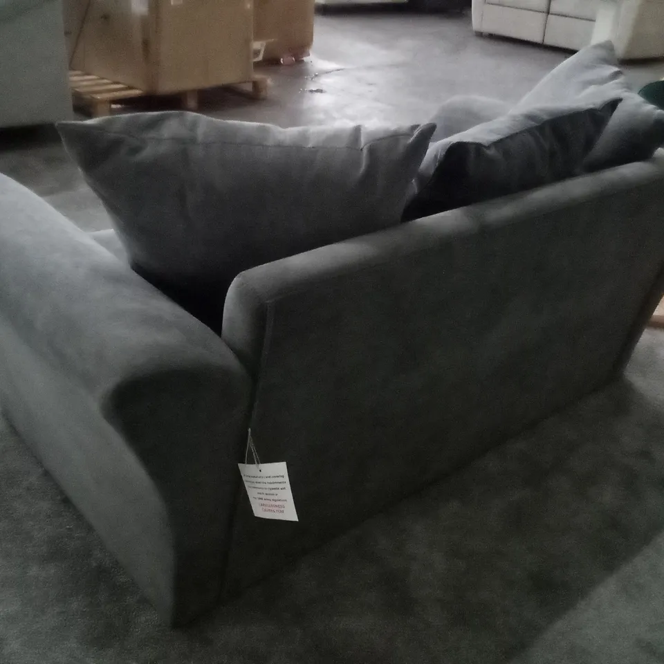 QUALITY DESIGNER 2 SEATER SOFA - DARK GREY FABRIC 