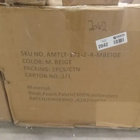 BOXED DINING CHAIRS (SET OF 2) - BEIGE/BLACK LEGS (1 BOX)