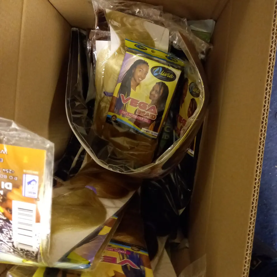 BOX OF APPROX. 20 SEALED OLIVIA HAIR PIECE IN ASSORTED COLOUR AND STYLE