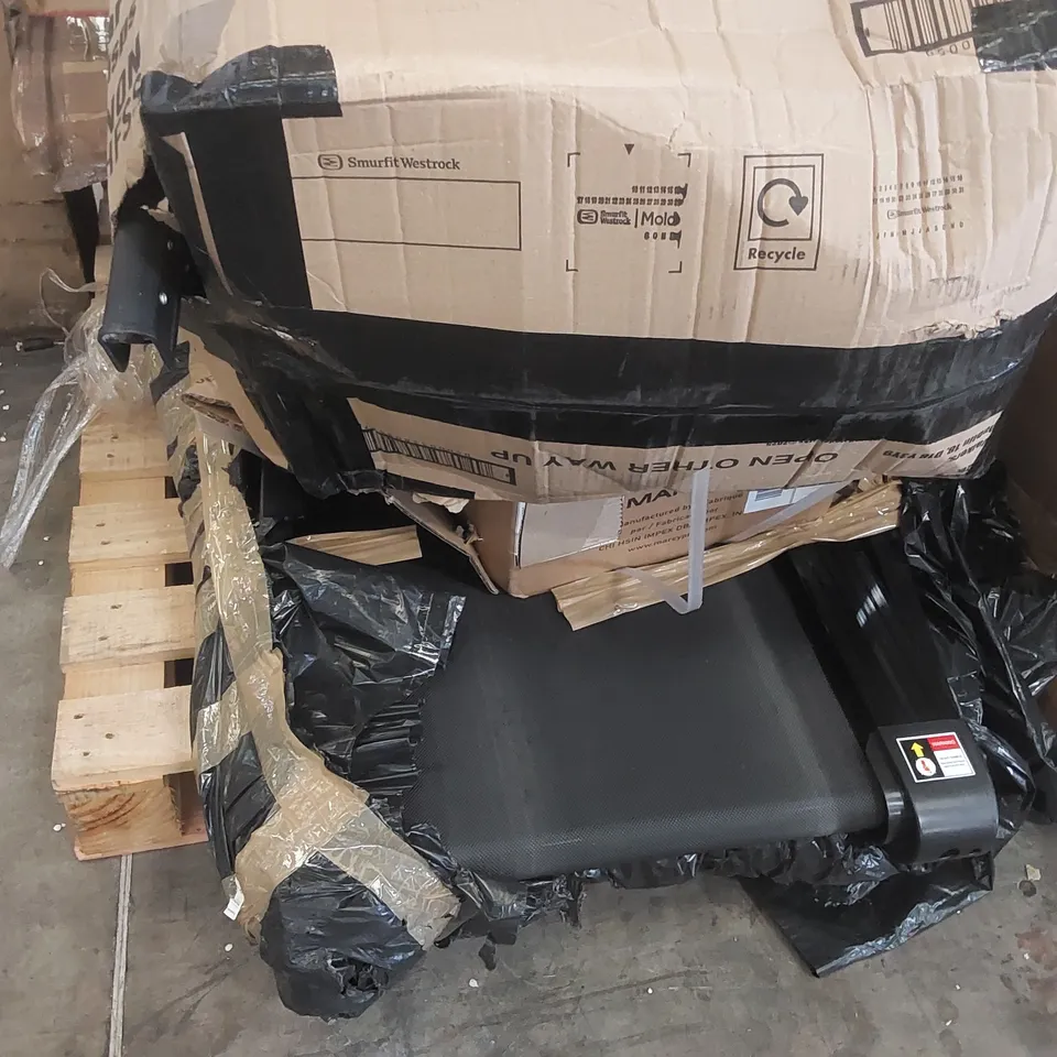 PALLET CONTAINING A LARGE ASSORTMENT OF CONSUMER PRODUCT PARTS INCLUDING TREADMILL AND HOMD APPLIANCE PARTS ECT