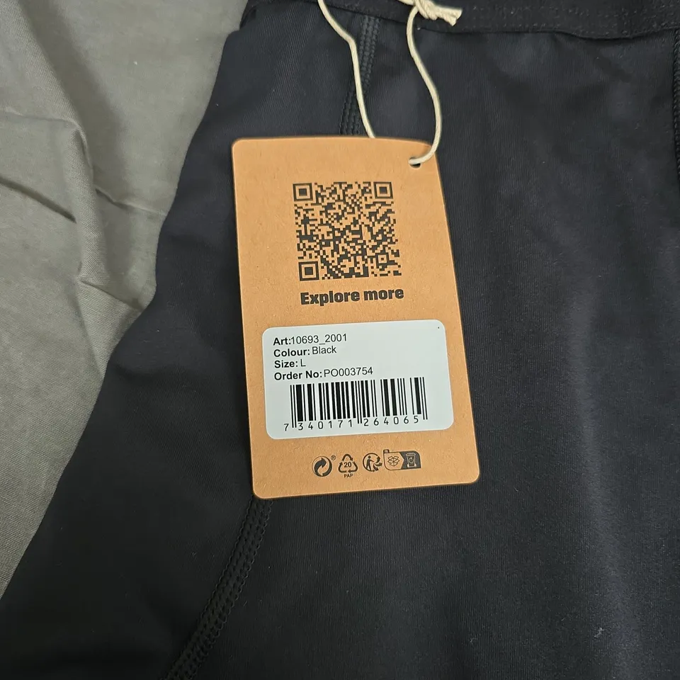 REVOLUTION RACE BLACK TRACK PANTS – DRAWSTRING WAIST, SIZE L