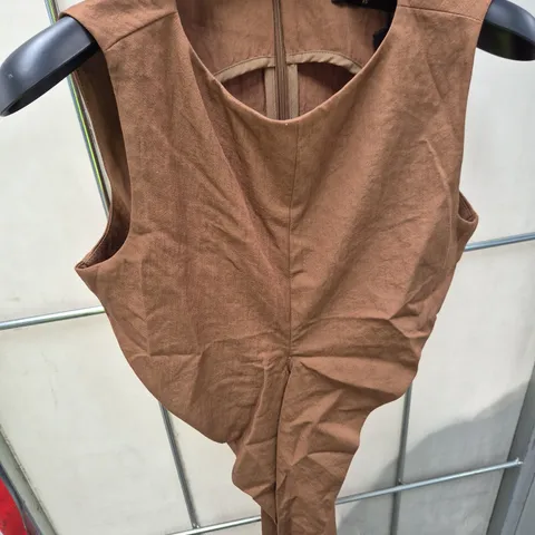 CIMMENSE BROWN SLEEVELESS GARMENT XS WITH CENTRE-BACK ZIP