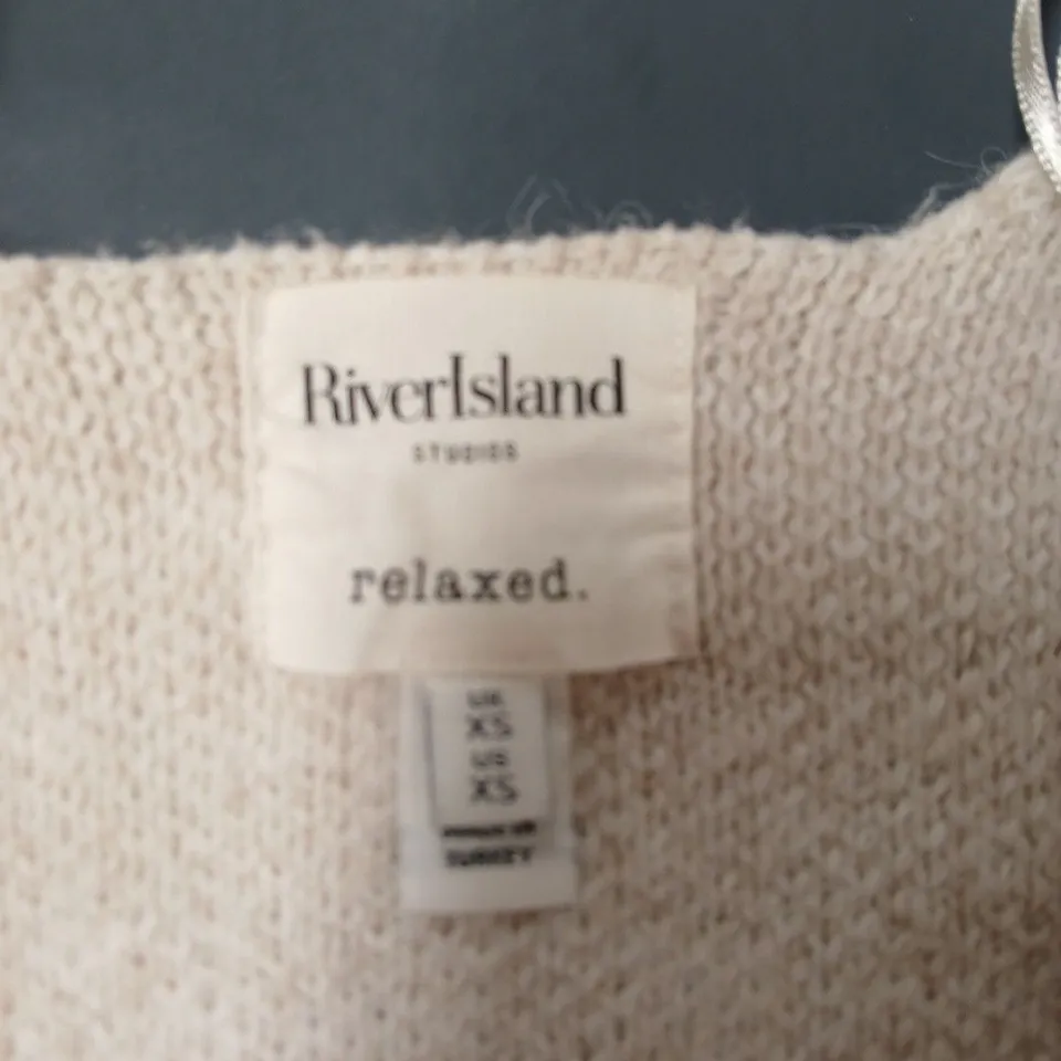 RIVER ISLAND WOMEN'S RELAXED KNIT CARDIGAN – CREAM - SIZE XS