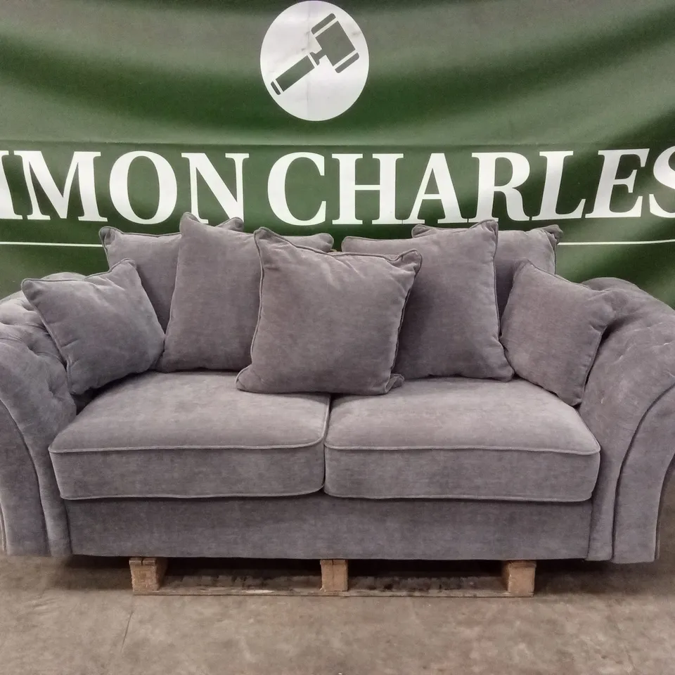 WINDSOR FABRIC SCATTER BACK 3 SEATER SOFA - GREY RRP £949