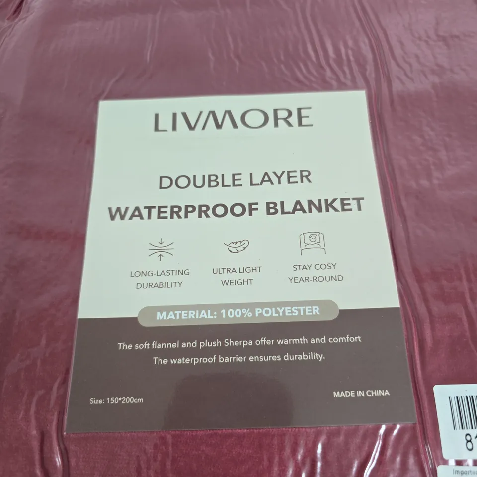 LIVMORE DOUBLE LAYER WATERPROOF BLANKET – 150 X 200 CM