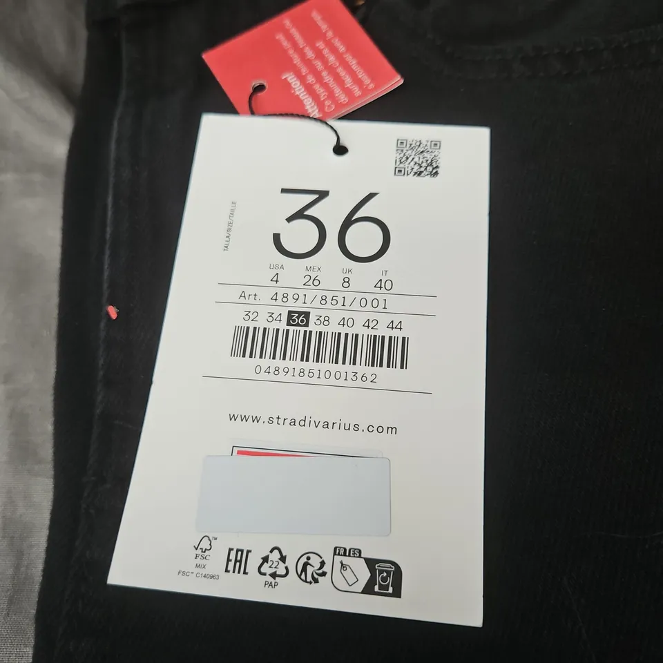 STRADIVARIUS D92 STRAIGHT WIDE JEANS – BLACK, WOMEN'S UK 8