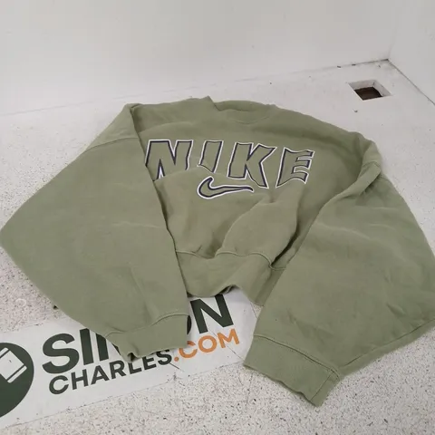 NIKE OLIVE GREEN CROP SWEATSHIRT WITH LOGO PRINT