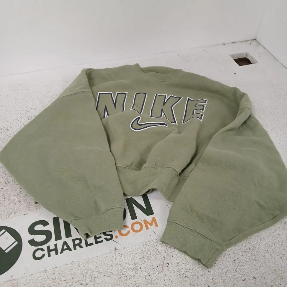 NIKE OLIVE GREEN CROP SWEATSHIRT WITH LOGO PRINT