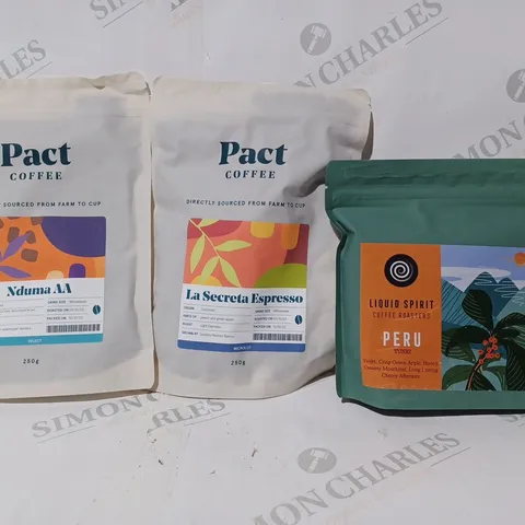 APPROXIMATELY 8 ASSORTED FOOD & DRINK ITEMS TO INCLUDE PACT COFFEE, LIQUID SPIRIT COFFEE, ETC