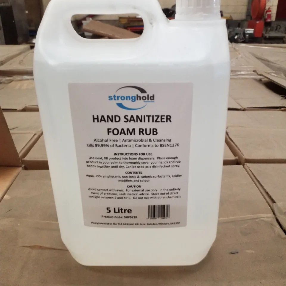 PALLET CONTAINING APPROXIMATELY 80 BOTTLES OF STRONGHOLD ALCOHOL HAND SANITISER 5LTR