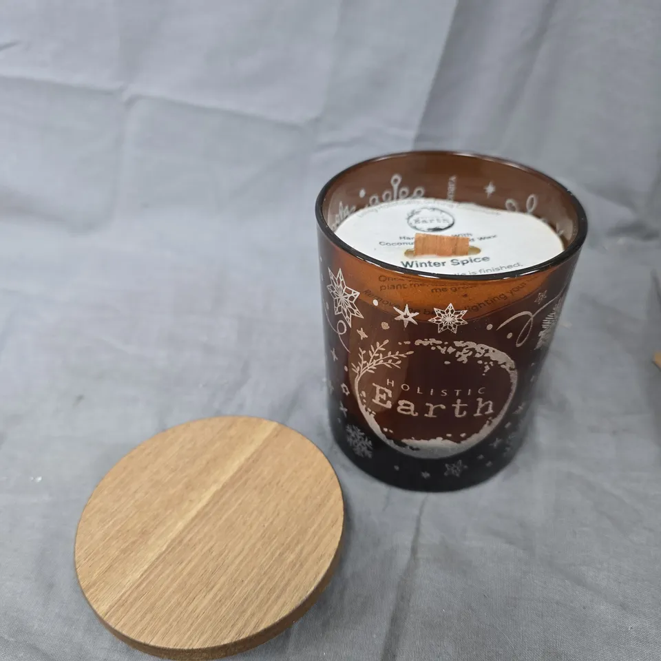 HOLISTIC EARTH WINTER SPICE CANDLE IN BROWN GLASS JAR – COCONUT & RAPESEED WAX