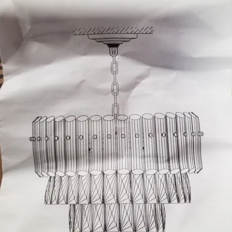 BOXED CHANDELIER WITH CRYSTAL ACCENTS