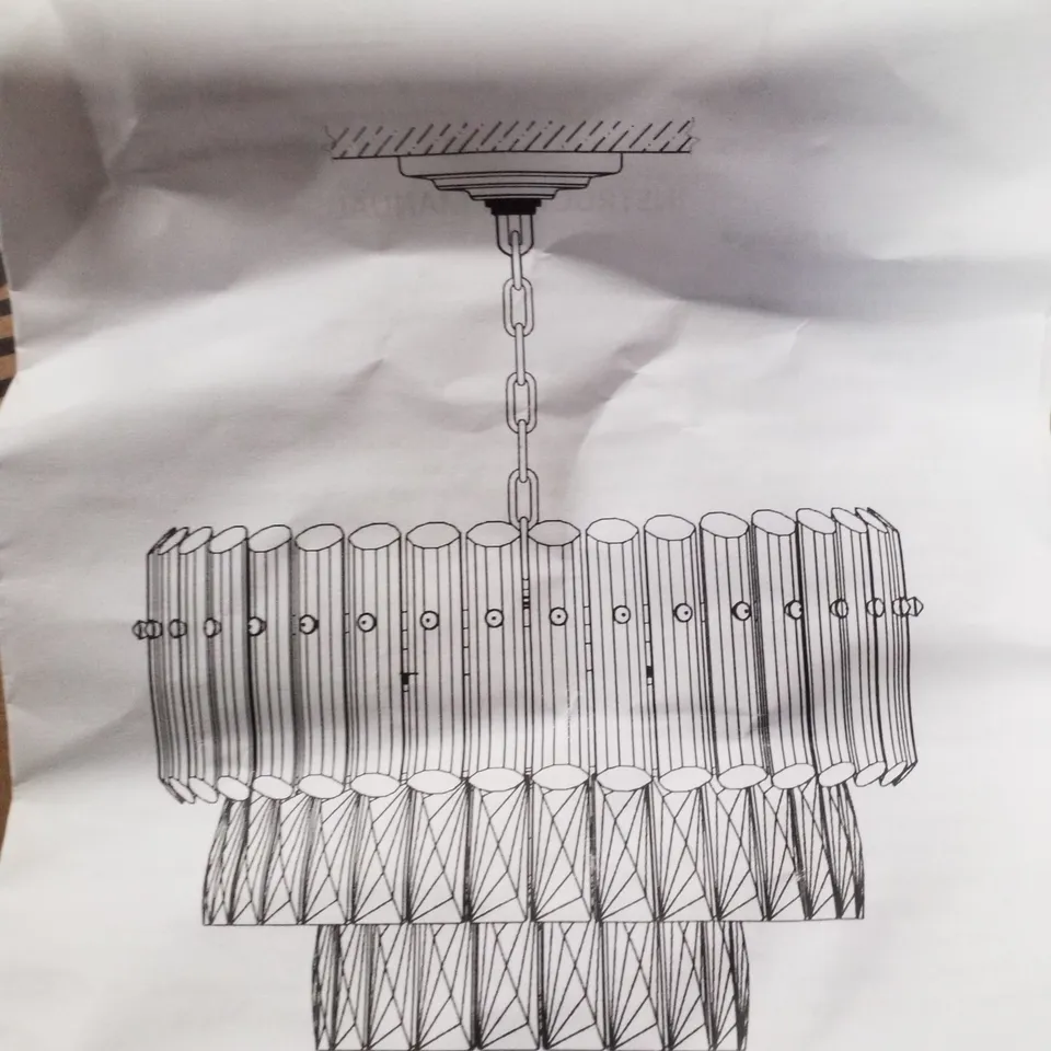 BOXED CHANDELIER WITH CRYSTAL ACCENTS