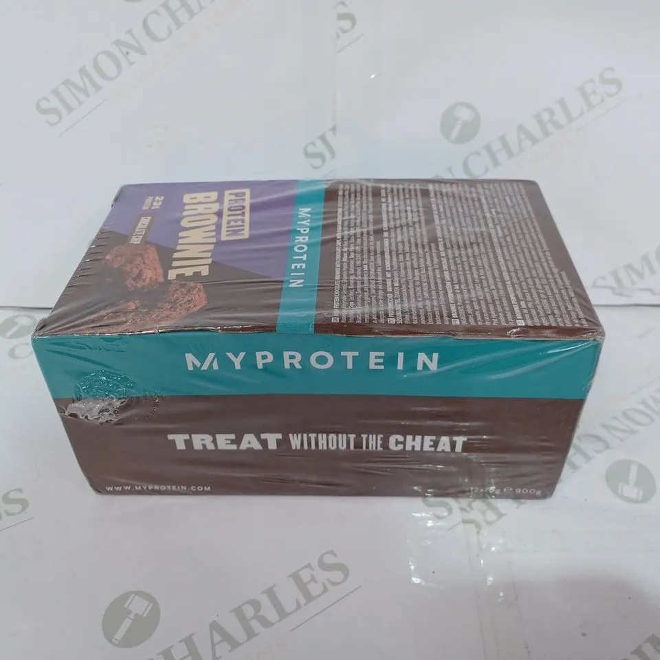 BOX TO CONTAIN 12 X 75G MYPROTEIN PROTEIN BROWNIES, CHOCOLATE CHIP // BEST BEFORE 03/07/2024