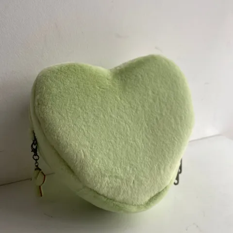 KOI 100% VEGAN GREEN CLOUD HEART FLUTTERS FAUX FUR BAG