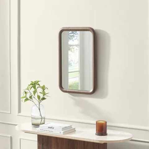 BOXED LINE WALNUT WOOD MEDIUM RECTANGLE 60X40CM WALL MIRROR - WALNUT
