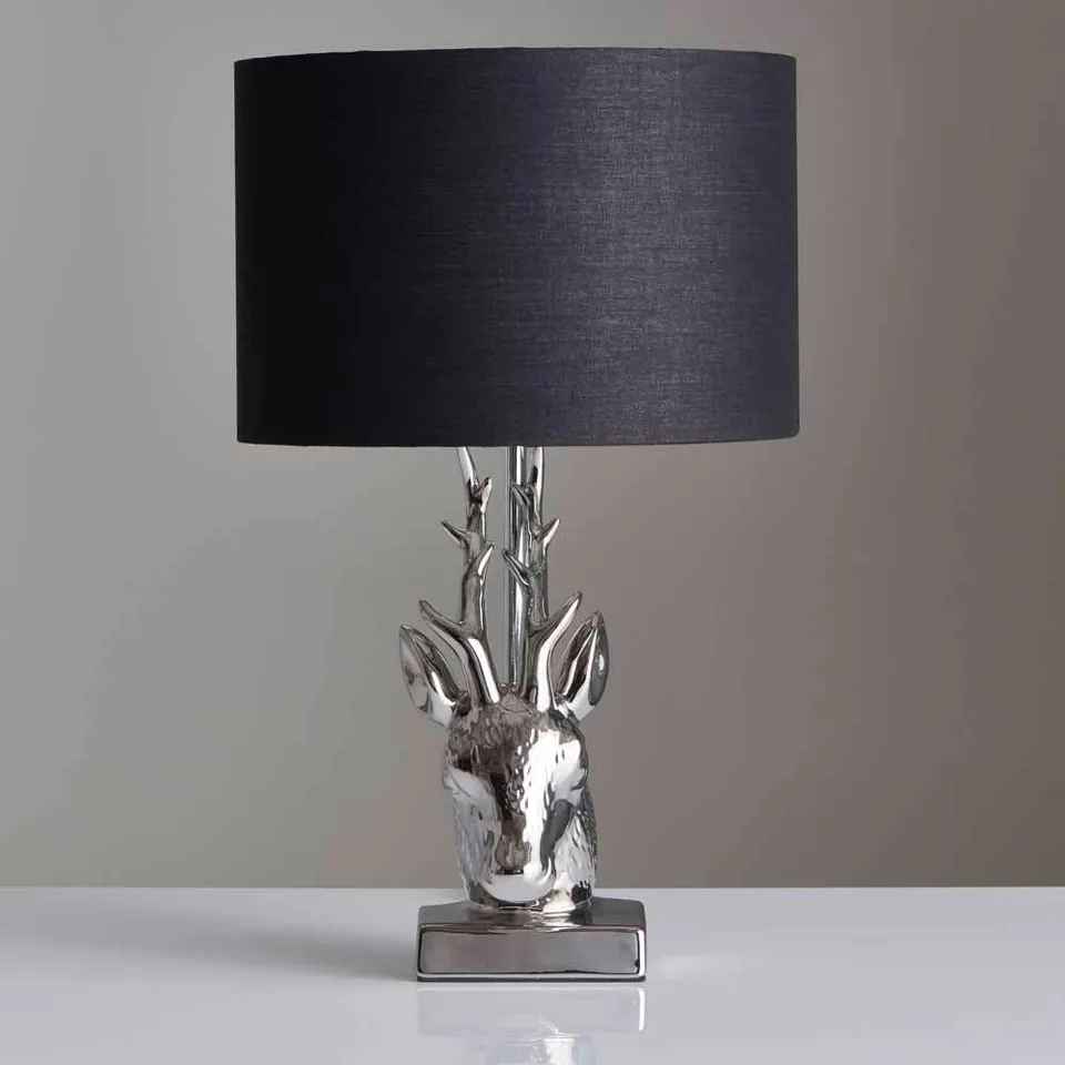 HOUSE OF FRASER STAG HEAD TABLE LAMP, GOLD/BLACK