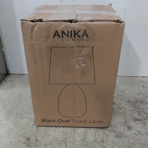 BOXED BLACK METAL OVAL BASE TABLE LAMP 