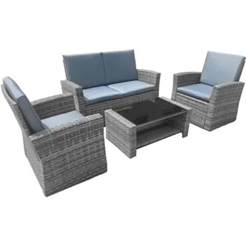 BOXED KEVERN WICKER 4-PERSON GARDEN LOUNGE SET WITH CUSHIONS -4 BOXES-