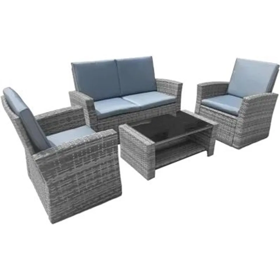 BOXED KEVERN WICKER 4-PERSON GARDEN LOUNGE SET WITH CUSHIONS  -4 BOXES-