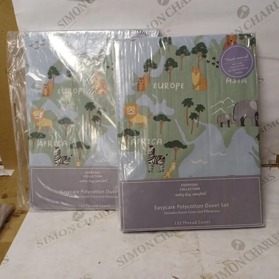 LOT OF 2 EVERYDAY COLLECTION ROUND THE WORLD SINGLE DUVET COVERS - SINGLE
