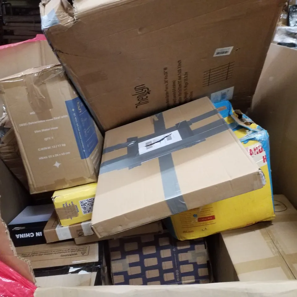 PALLET CONTAINING ASSORTED PRODUCTS INCLUDING PLANT STAND, AIR FRYER, PULL UP BAR, INTELLIGENT VIBRATION BOARD & INDOOR TRAMPOLINE WITH ENCLOSURE 