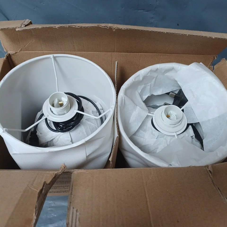 BOXED HABITAT PAIR OF DRUM TOUCH TABLE LAMPS