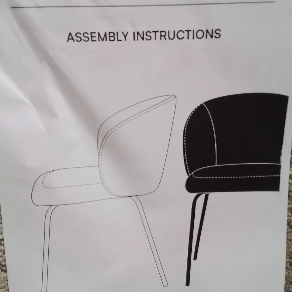 BOXED SET OF 2 GREY FABRIC UPHOLSTERED SIDE/DINING CHAIRS