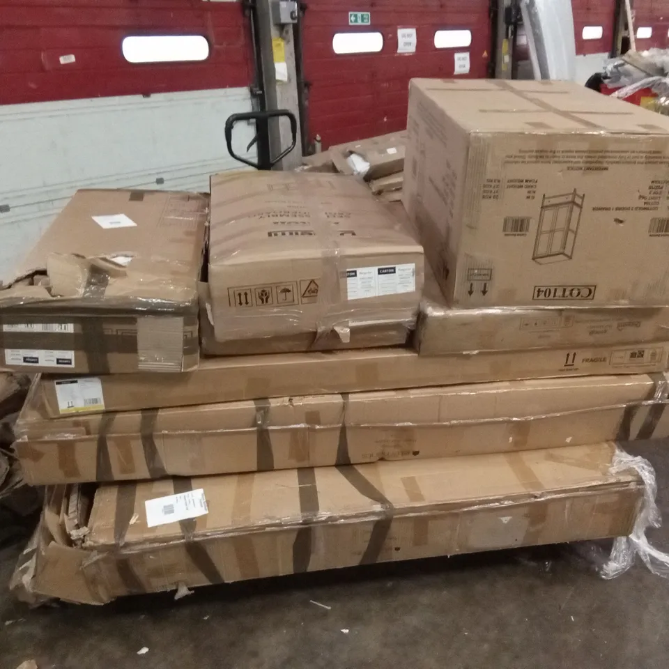 PALLET OF ASSORTED INCOMPLETE DESIGNER FURNITURE PARTS AND PIECES