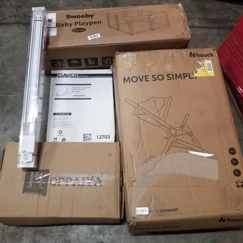 PALLET CONTAINING ASSORTED PRODUCTS INCLUDING BABY PLAYPEN, ROLLER BLIND, TOILET SEAT, PORTABLE WARDROBE & STROLLER