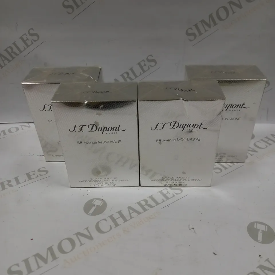 BOX OF 4 SEALED S.T. DUPONT 58 AVENUE MONTAIGNE EAU DE TOILETTE - 30ML