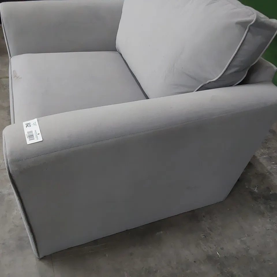 DESIGNER SNUGGLER CHAIR LIGHT GREY PLUSH FABRIC 