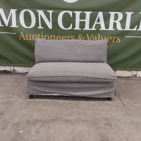 QUALITY DESIGNER 2 SEATER FABRIC UPHOLSTERED SOFA - GREY