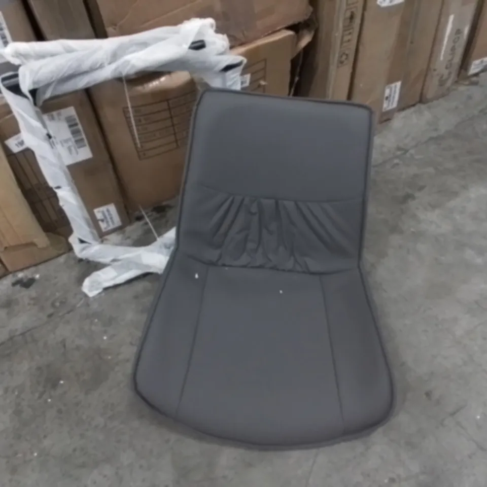 BOXED PAIR OF GREY FAUX LEATHER DINING CHAIRS 159GY