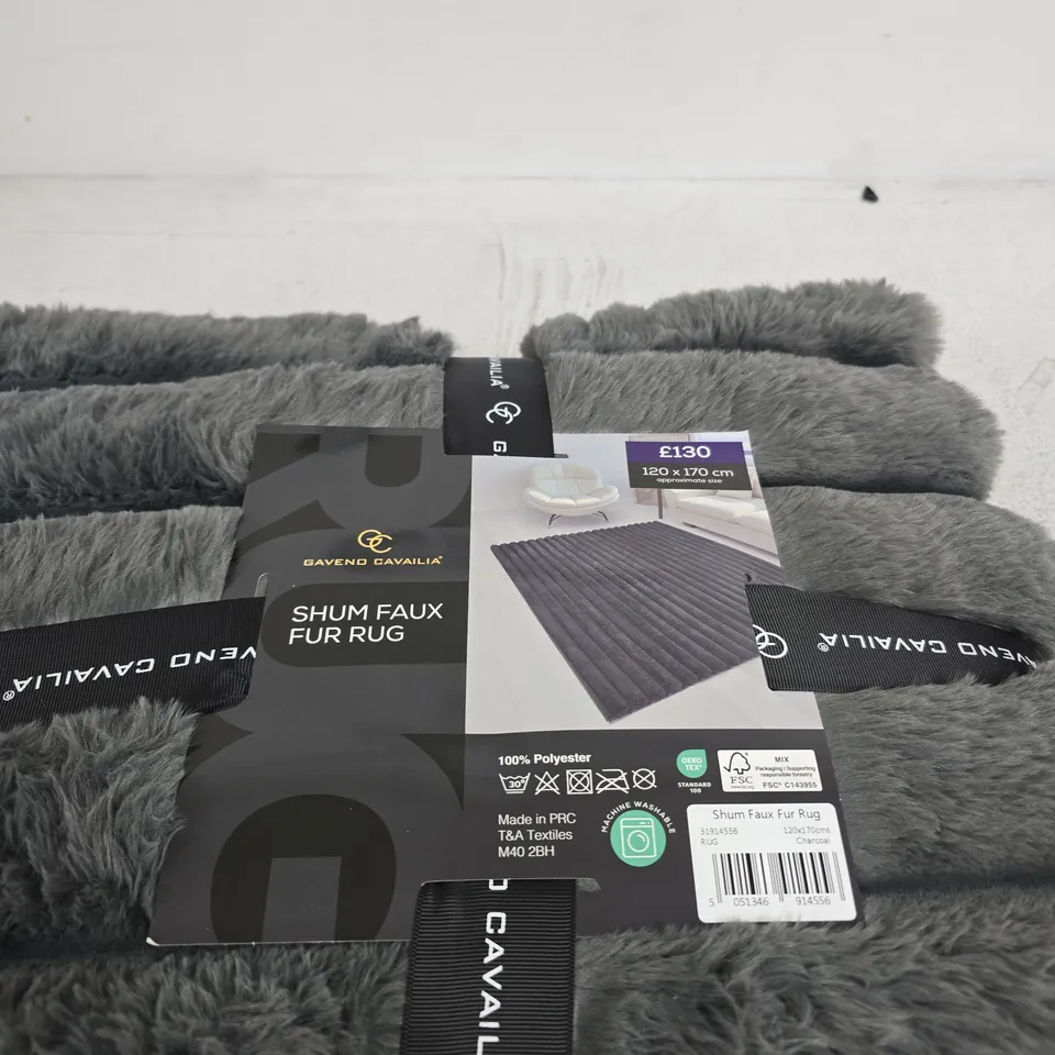 GAVENO CAVALIA SHUM FAUX FUR RUG – GREY, 120 X 170 CM