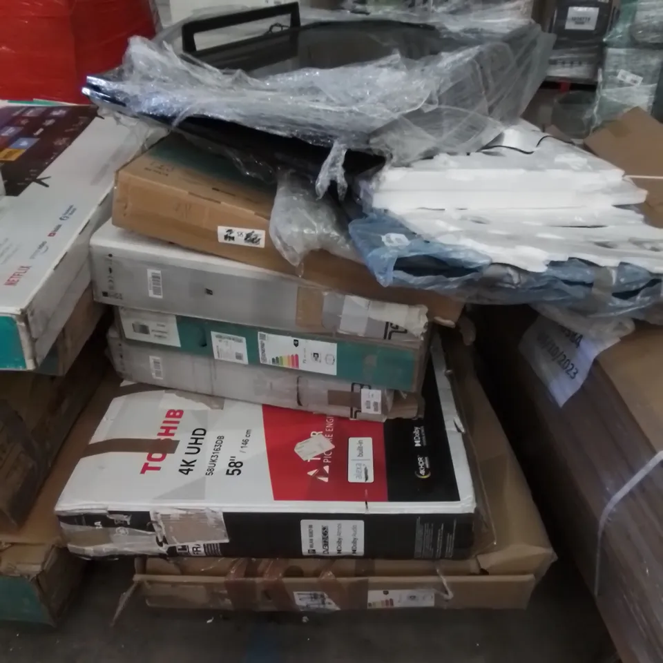 PALLET CONTAINING APPROX. 10 X ASSORTED TVS FOR SPARES AND REPAIRS ONLY