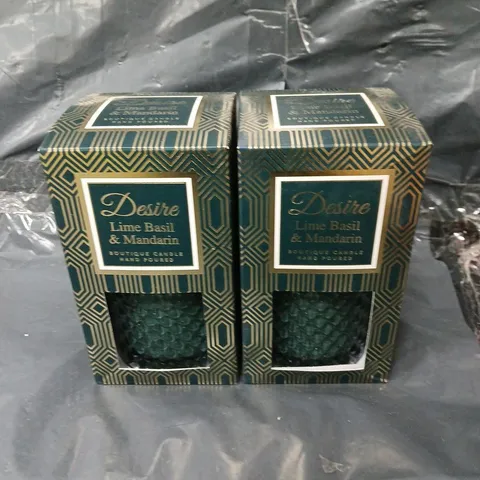 2 BOXED DESIRE LIME BASIL & MANDARIN CANDLE