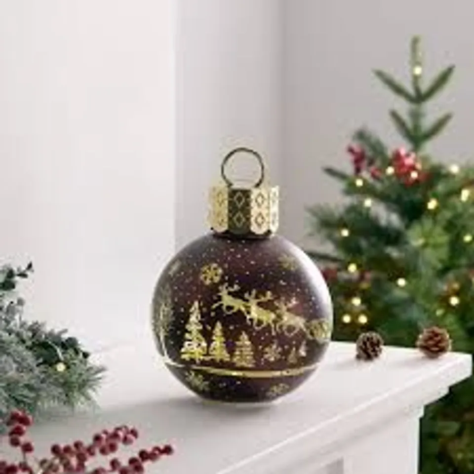 HOME STORIES PRE LIT ROTATING CHRISTMAS SCENE BAUBLE
