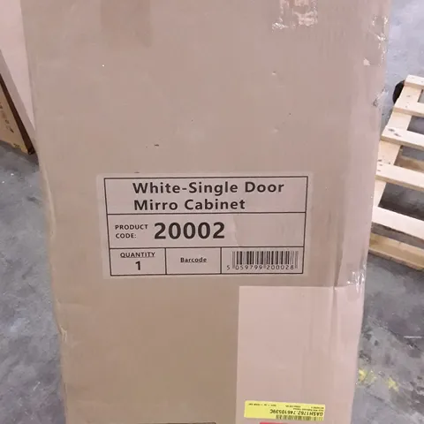 BOXED WHITE SINGLE DOOR MIRROR CABINET