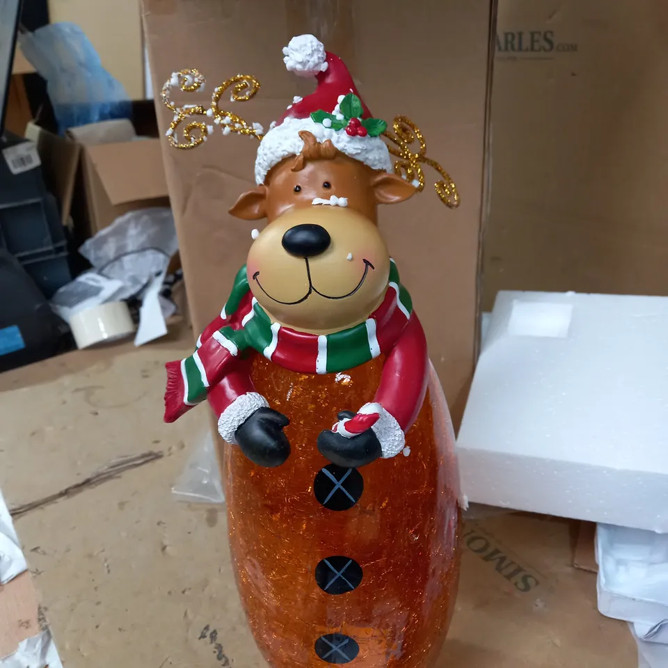 FESTIVE PRE-LIT LARGE GLASS CHRISTMAS CHARACTER - REINDEER